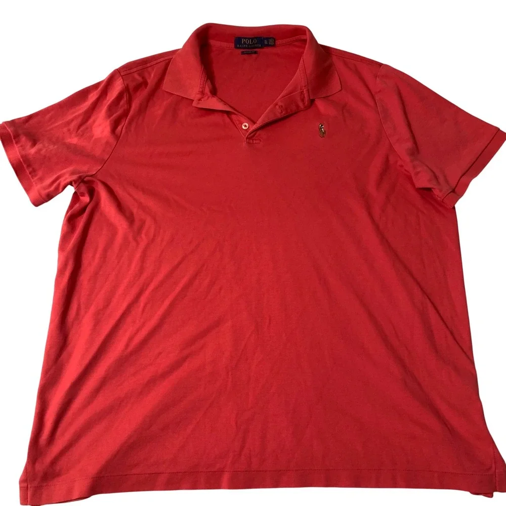 Polo Ralph Lauren Mens Classic Fit Red Cotton Short Sleeve Polo Shirt XL‎